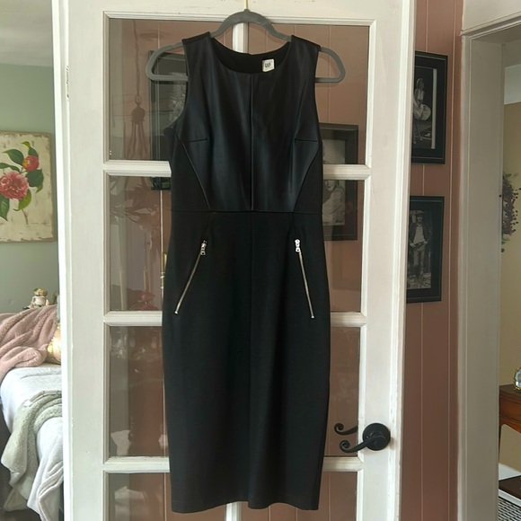 Gap Mixed Media Charcoal Dress with Faux Leather 2 - Picture 2 of 8
